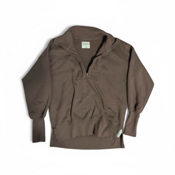 Abercrombie & Fitch Chocolate Brown Quarter-Zip Sweatshirt - Picture 4 of 5